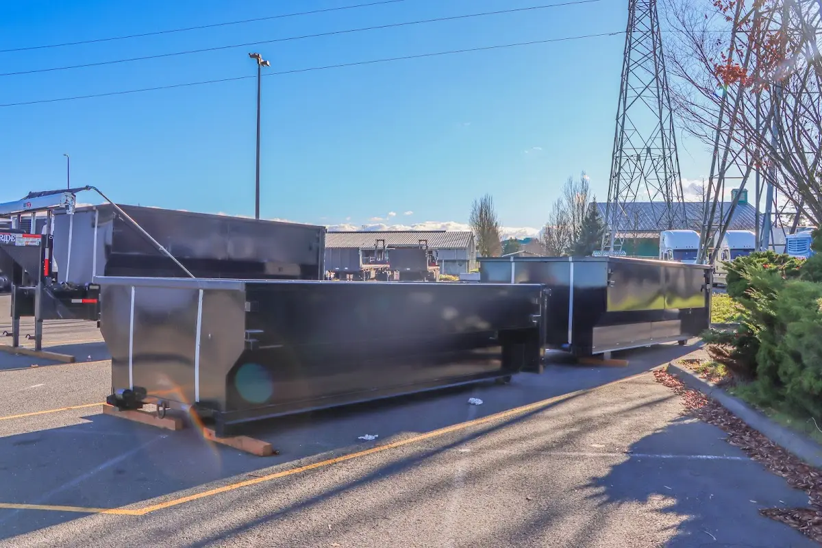 Roll-off dumpster ready for waste disposal at job site for Cleanout Dumpster Rental in Saratoga Springs